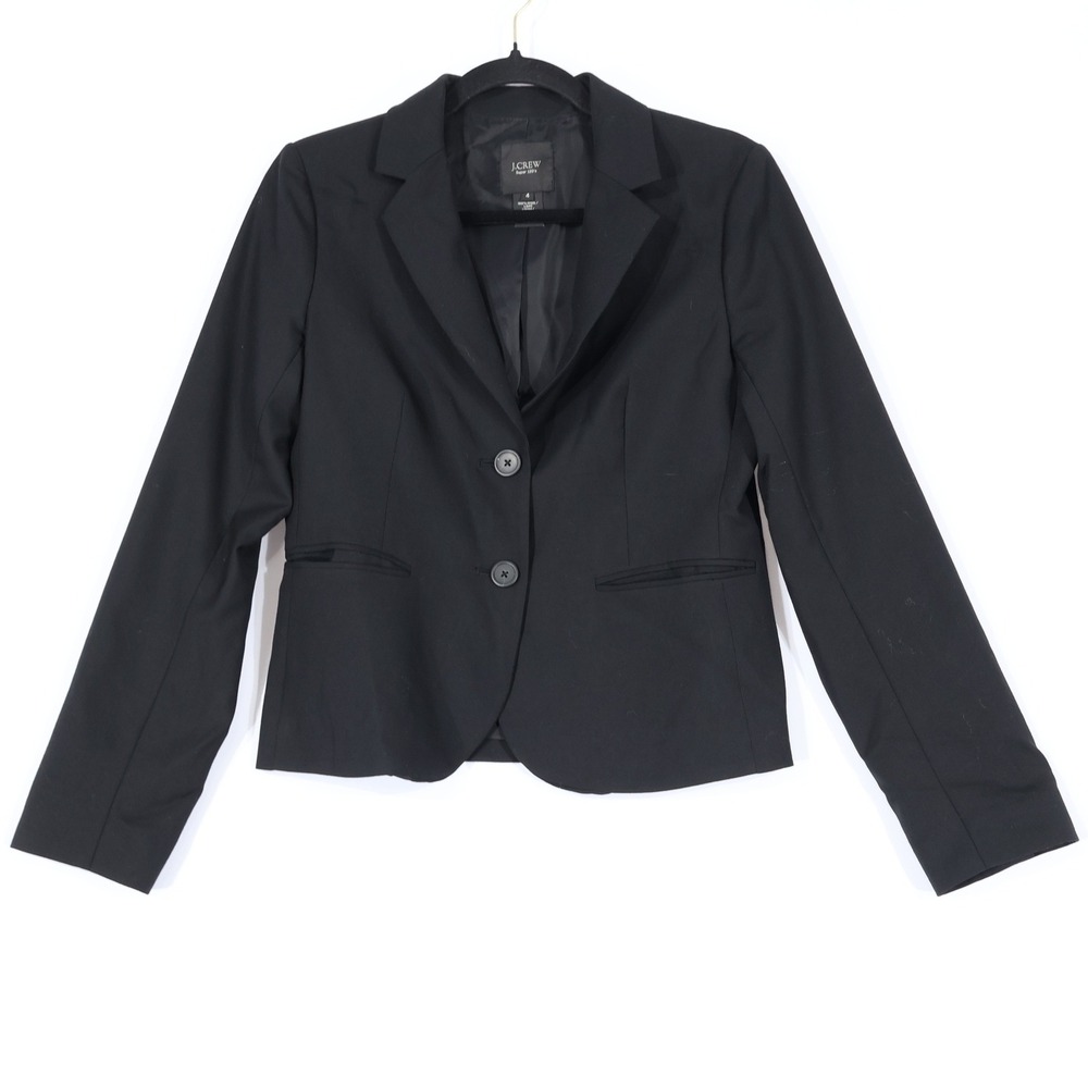 J.Crew Super 120s Wool Blazer Womens 4 Black Two-Button Professional Career